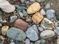 Kieselgruppe aus vielen bunten Steinen